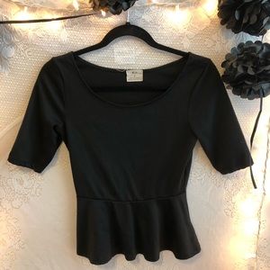 ♟SOLD♟ PINS & NEEDLES Black Peplum Top
